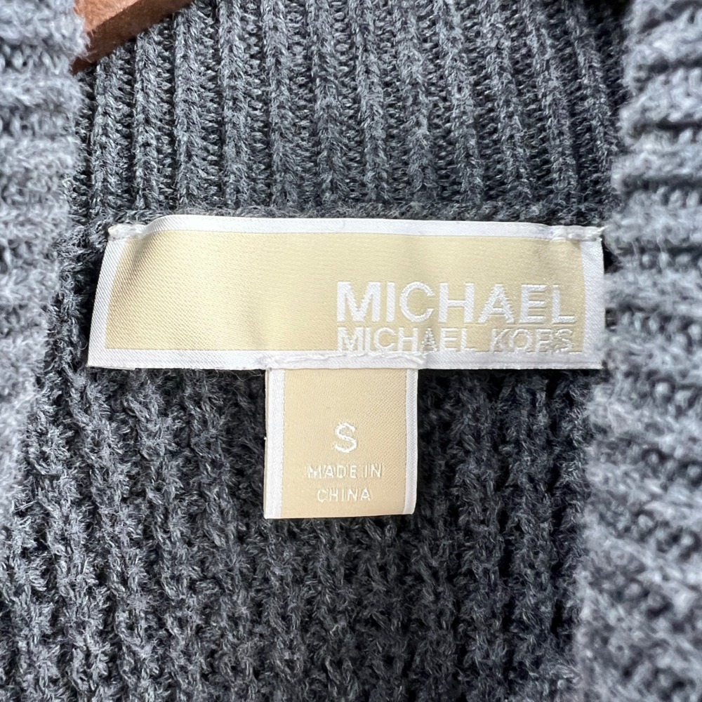 Michael Kors Turtleneck Sweater Womens Small Gray Waffle Knit Office Minimalist - Picture 2 of 7